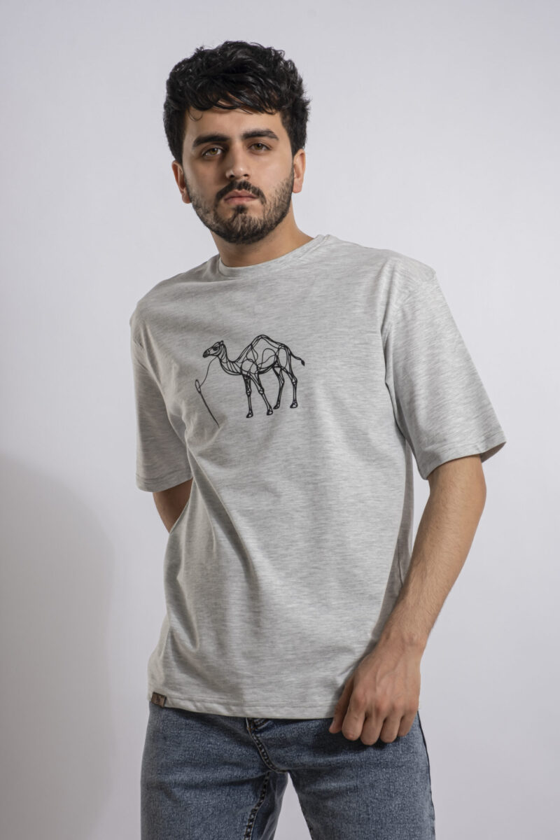 Grey Oversized Printed T-shirt (Camal 1 )