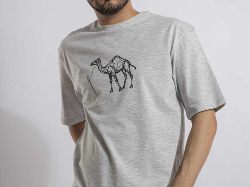 Grey Oversized Printed T-shirt (Camal 1 )