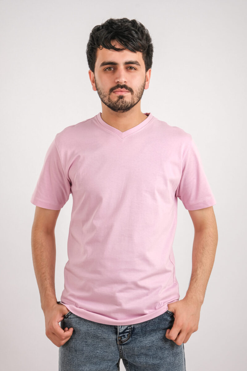 Pink V-neck T-shirt