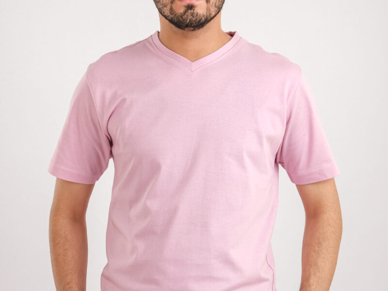 Pink V-neck T-shirt