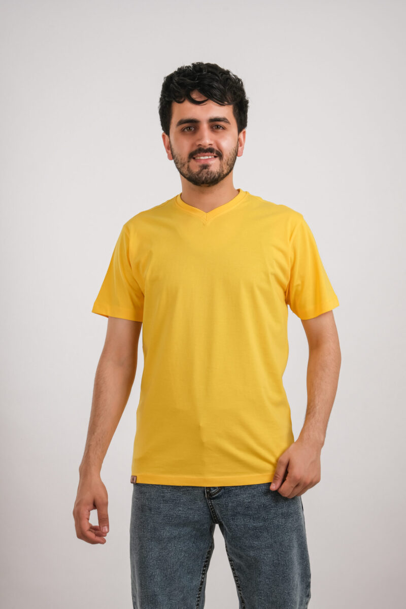 Yellow V-neck T-shirt