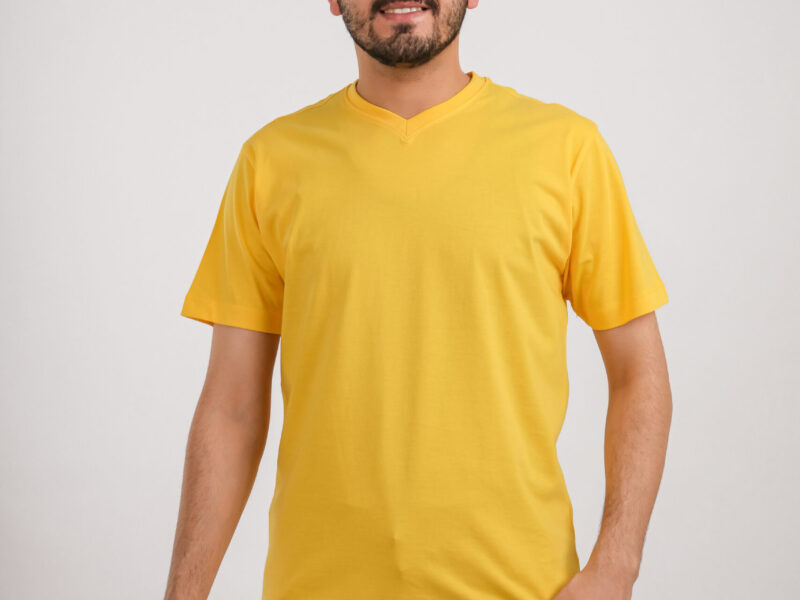 Yellow V-neck T-shirt