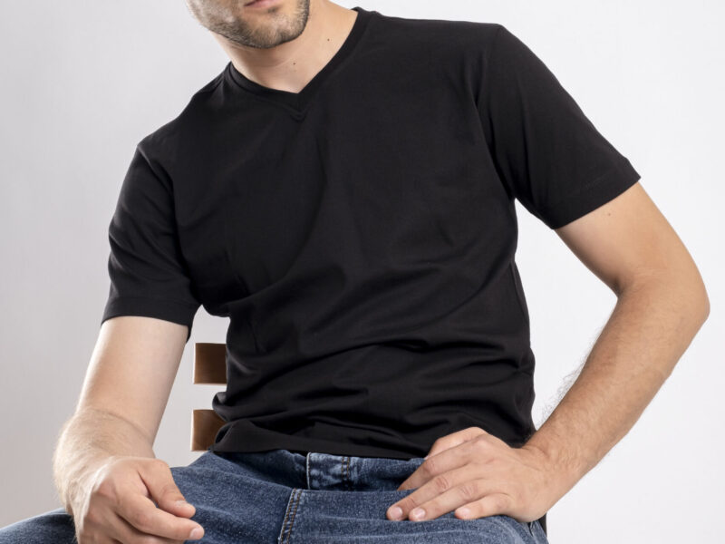 Black V-neck T-shirt