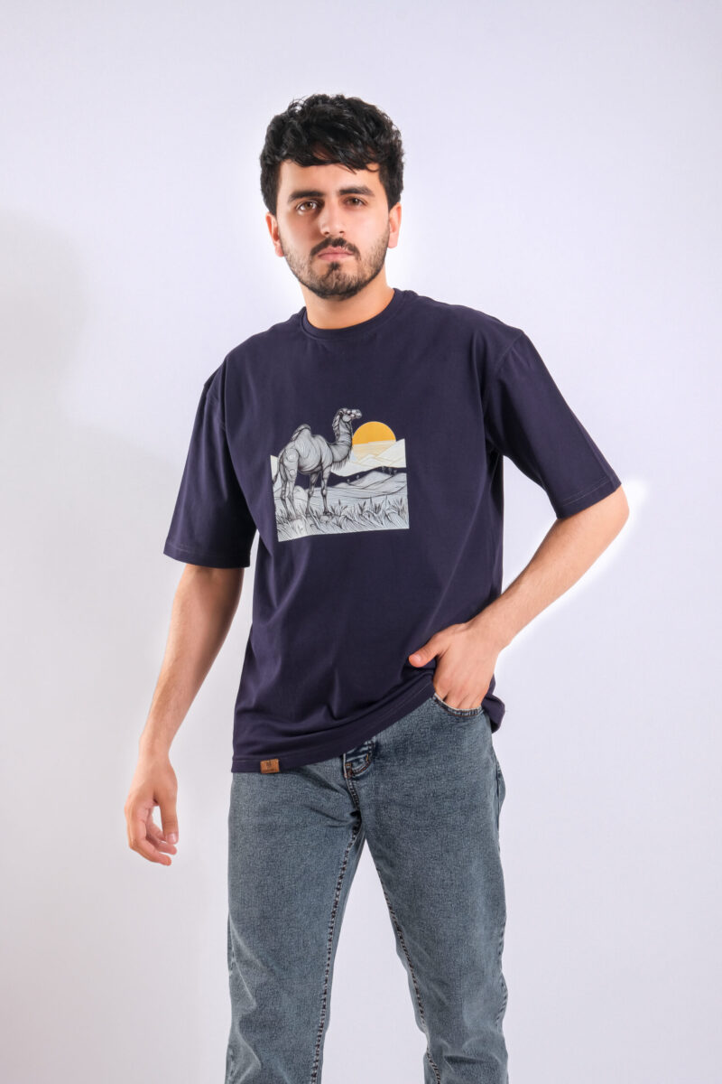 Navy Oversized Printed T-shirt (Sun)