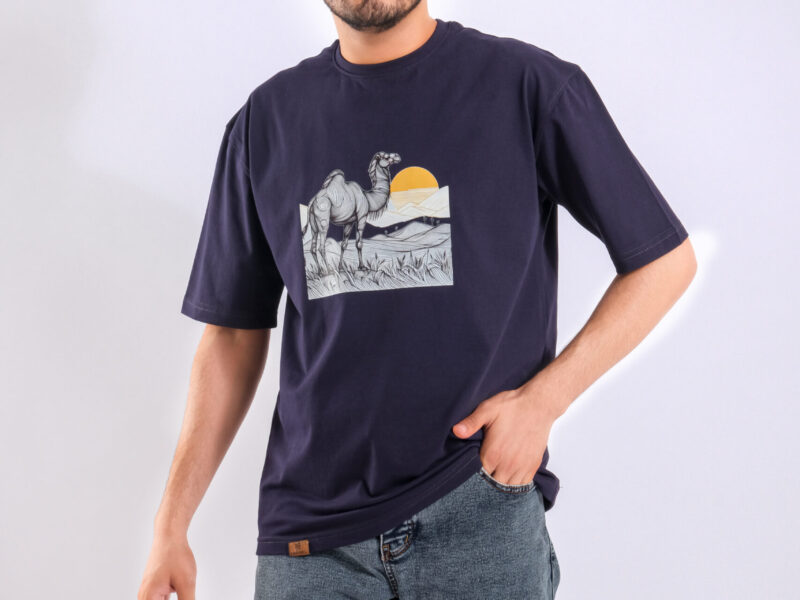 Navy Oversized Printed T-shirt (Sun)