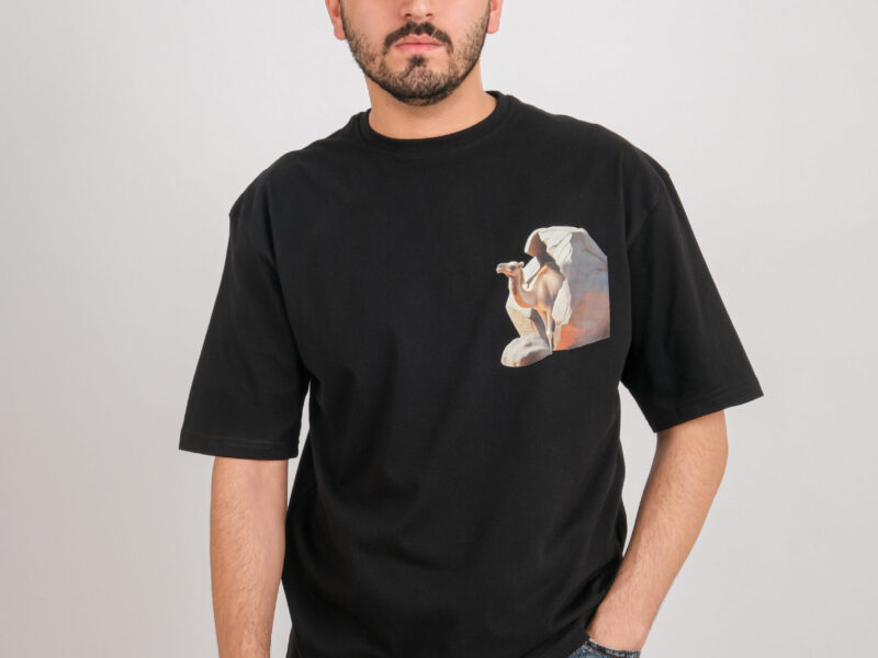 Black Oversized Printed T-shirt (Camal)
