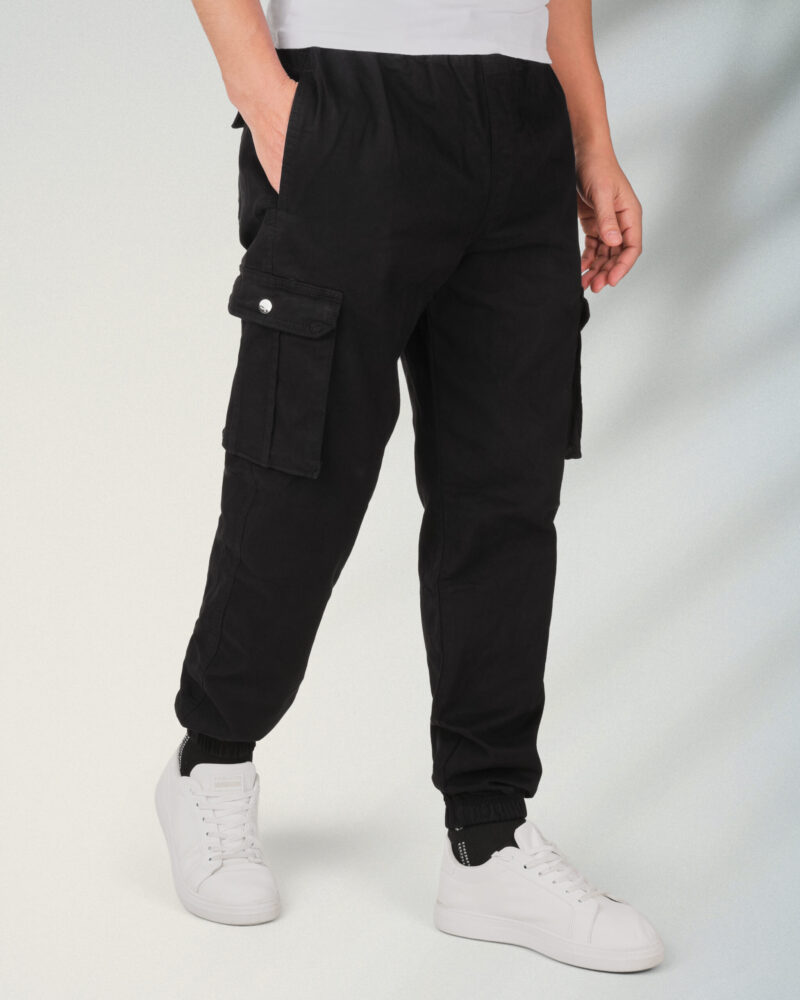 Black Gabardine Cargo Pants