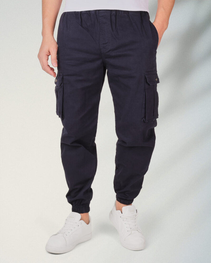 Navy Gabardine Cargo Pants