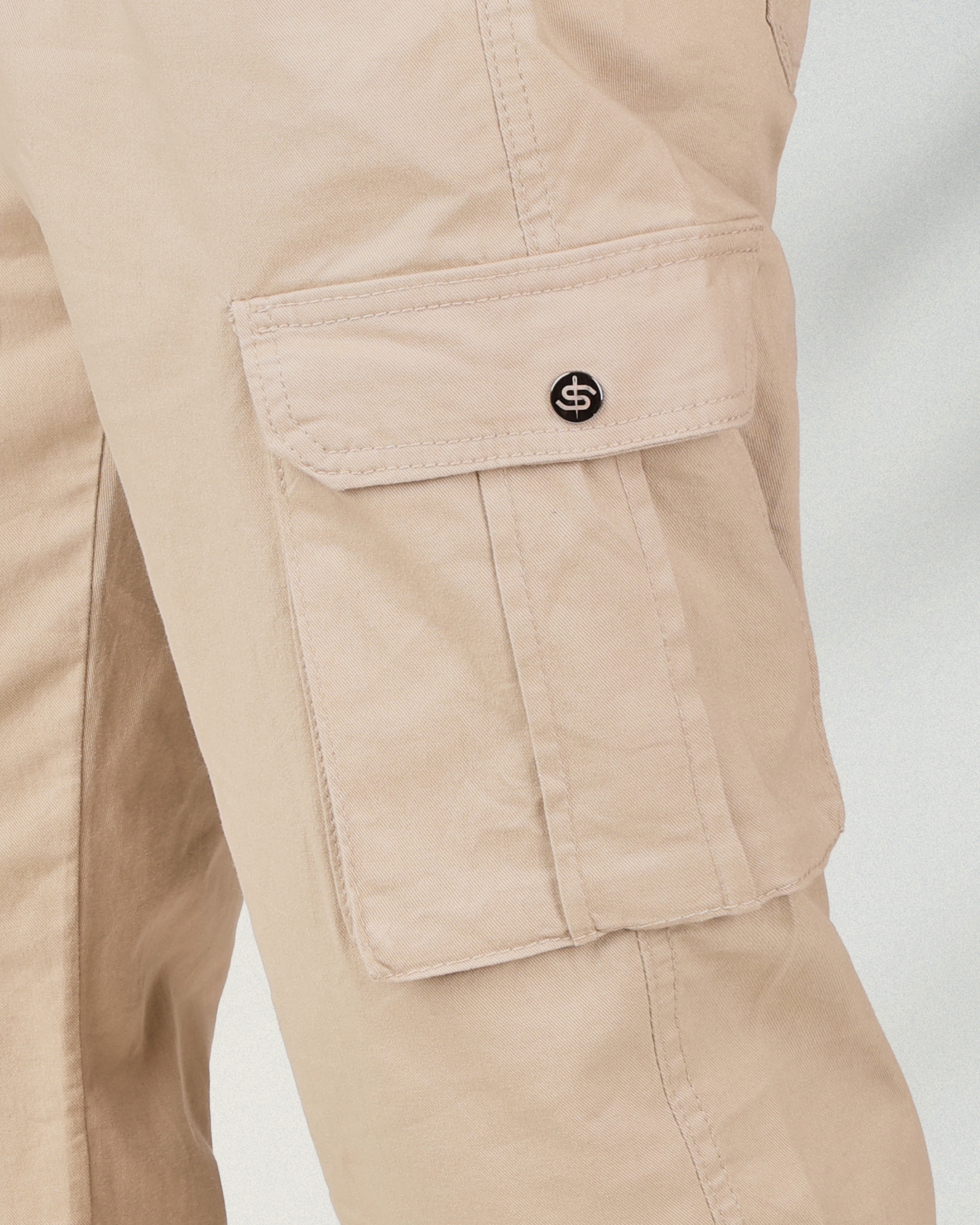 Beige Gabardine Cargo Pants - Image 2