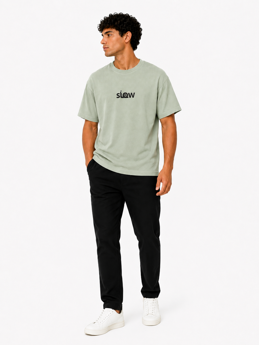 Mint Green Oversized Printed T-Shirt – Basecoat – (Slow)